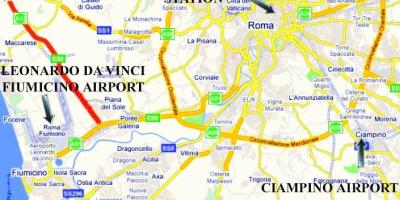 地図ローマの空港を表示