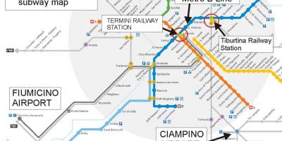 地図ローマのの空港、鉄道駅