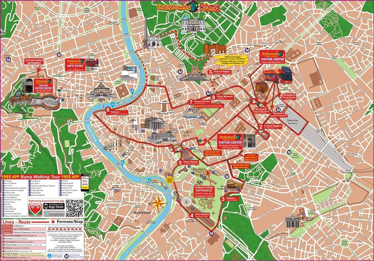 ファミリー向けホテのローマイタリアの地図