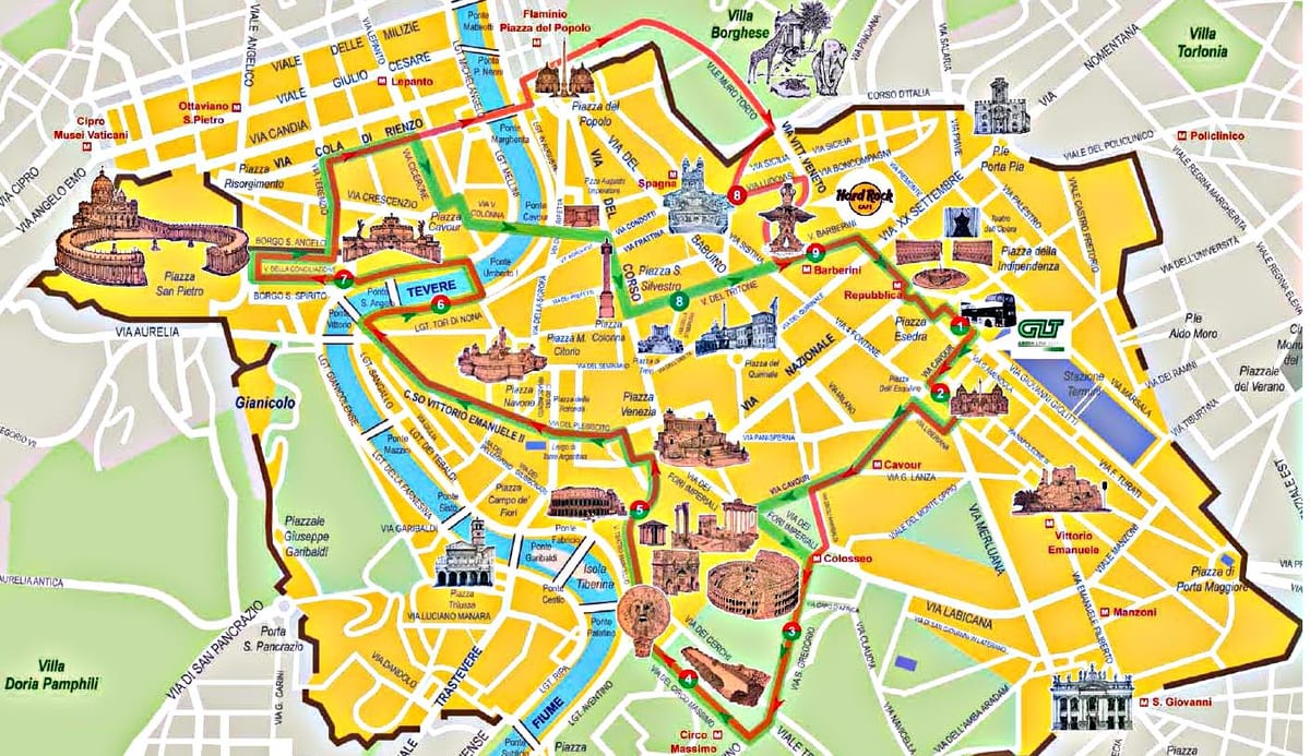 ローマのホテルツアー路線図