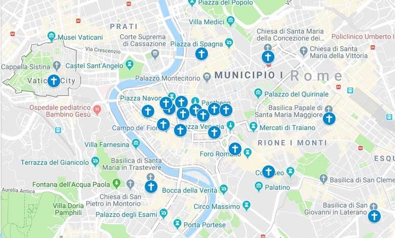 地図のローマ教会