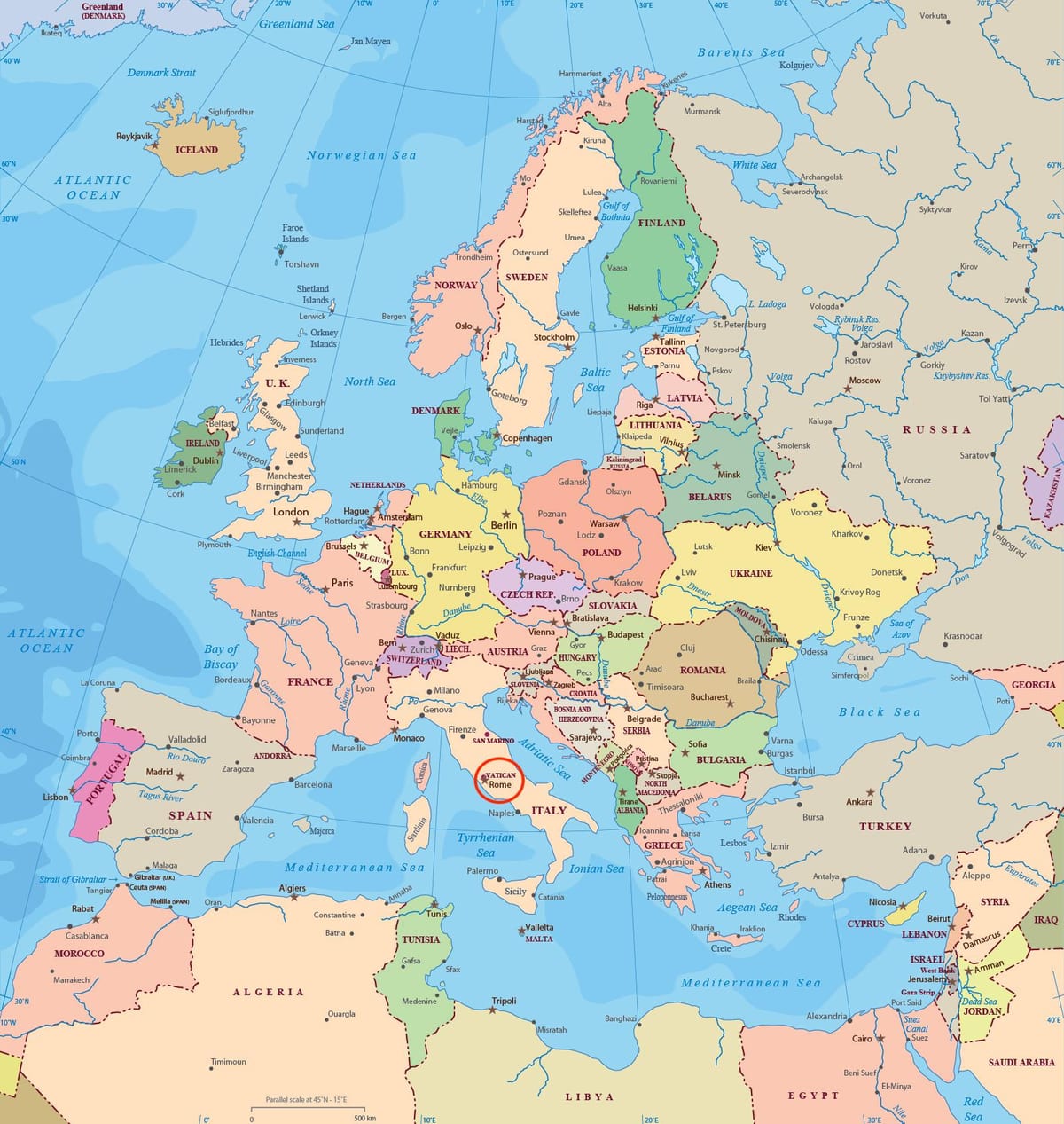 ローマのヨーロッパの地図