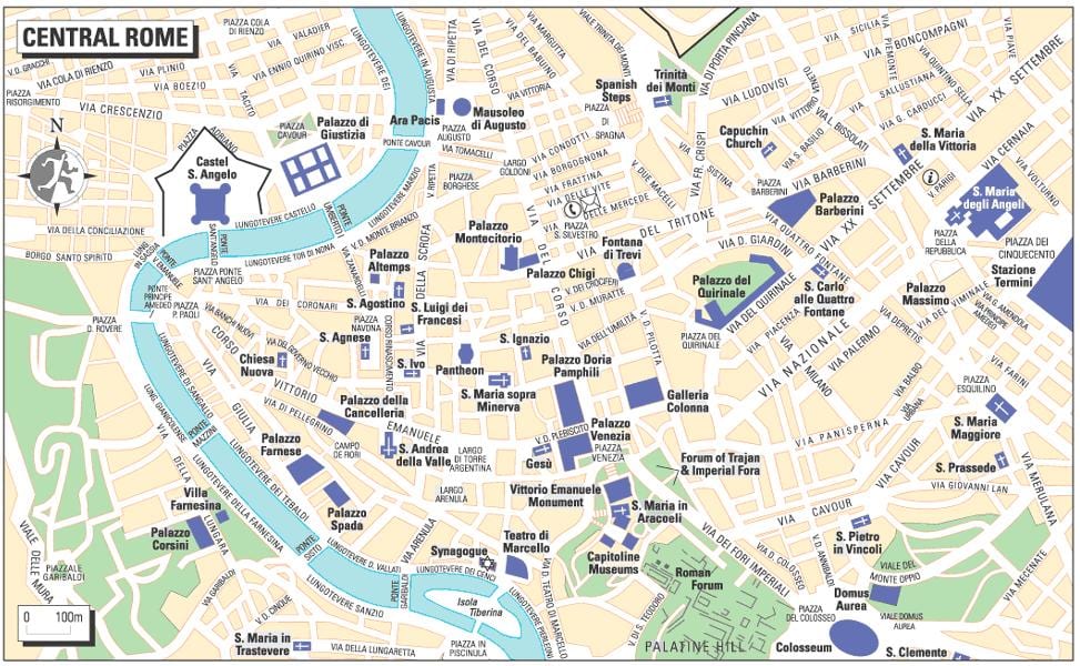 地図の中央ローマイタリア