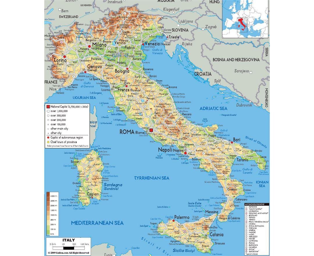 地図のローマの物理