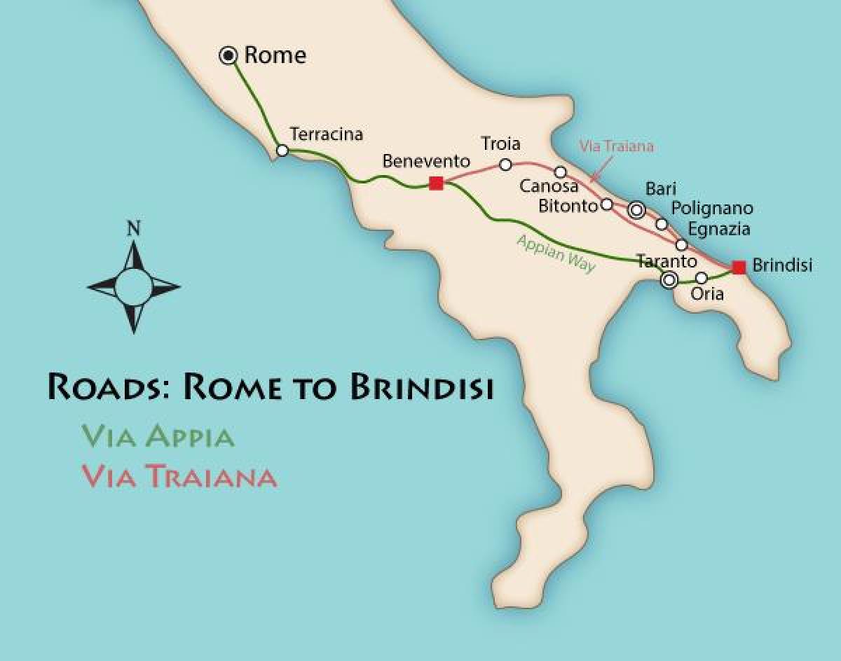 appian方イタリアの地図