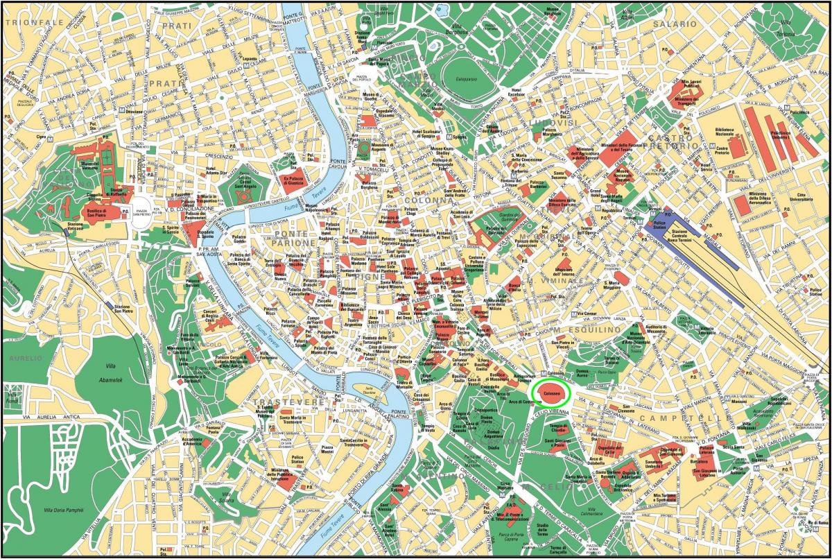 地図コロッセオがローマ