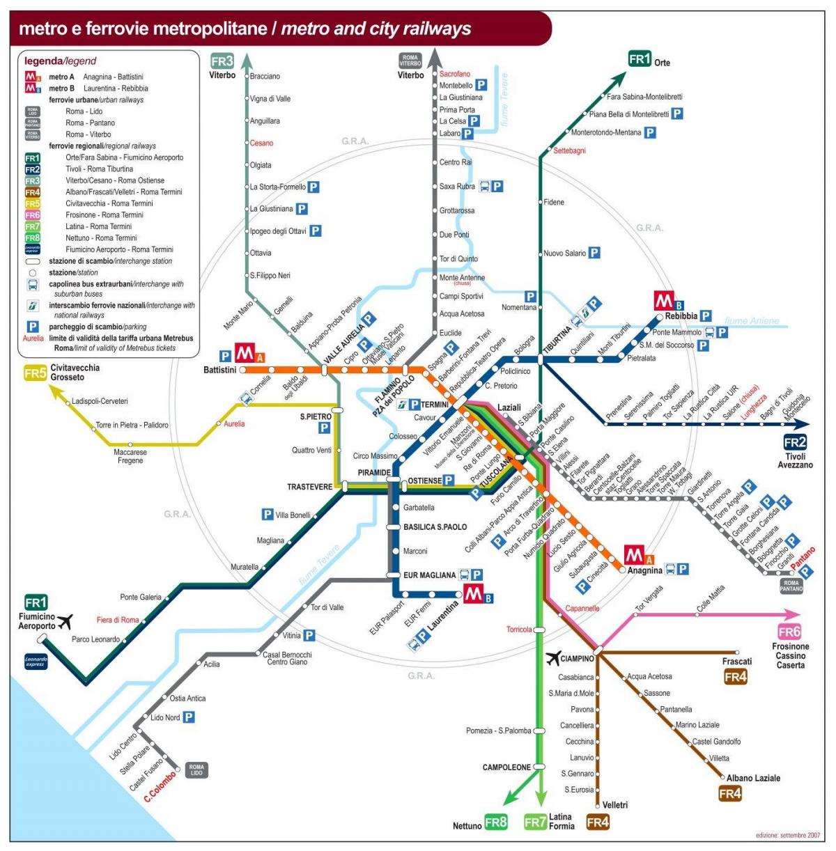 ローマ公共交通機関地図