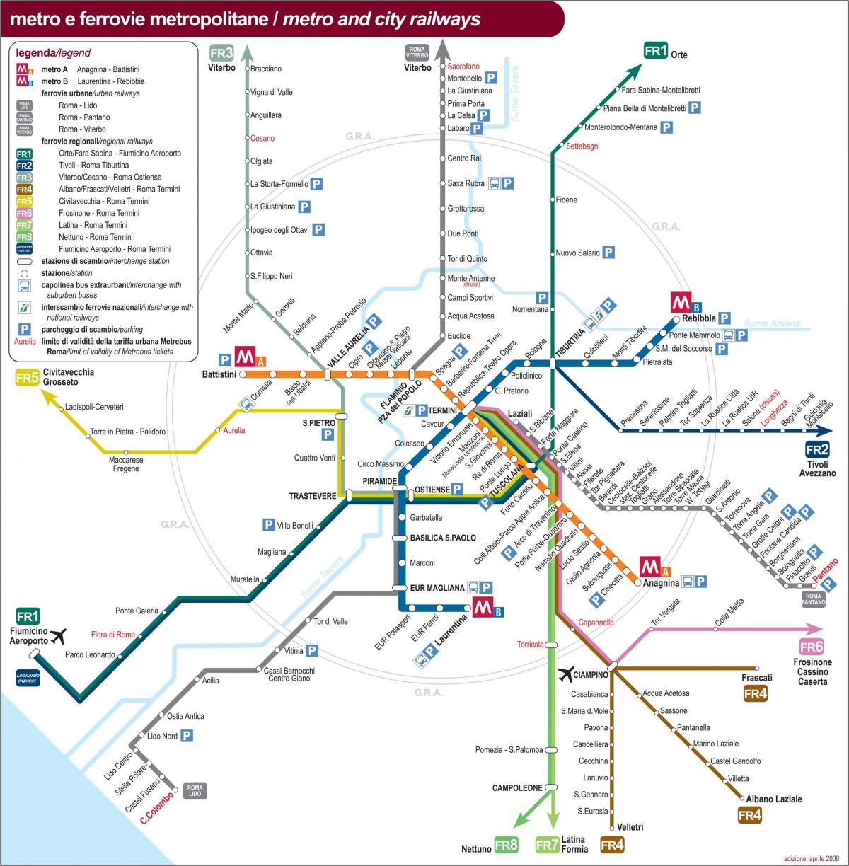 ローマイタリア鉄道の地図