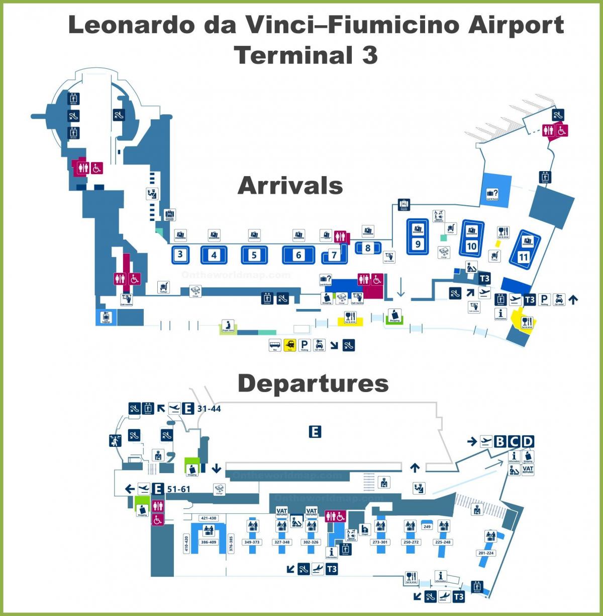 長時間移動空港ターミナル3の地図