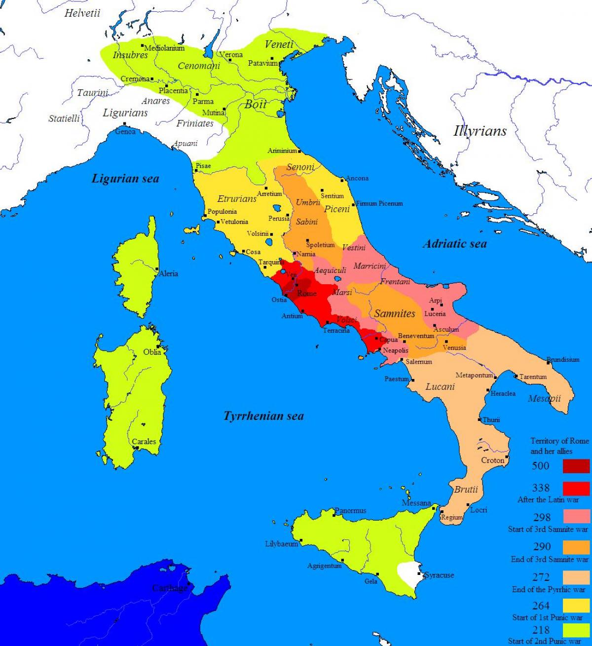 地図の古代ローマとその周辺