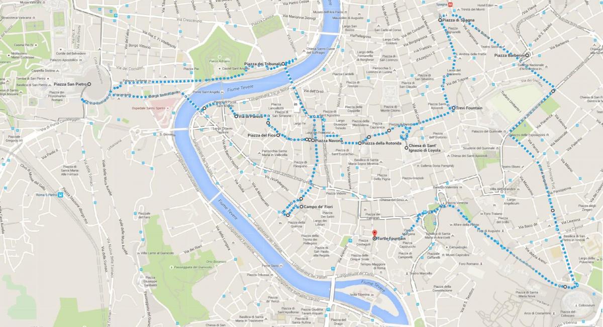 ローマの散歩ツアーの地図