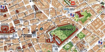 地図のトレヴィの泉、スペイン階段はローマ 