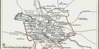 地図の中世のローマの