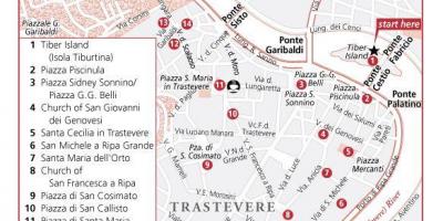 トラステヴェレ教会近ローマの地図