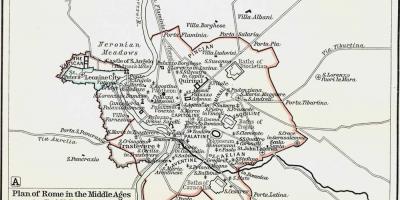 地図の中世のローマの